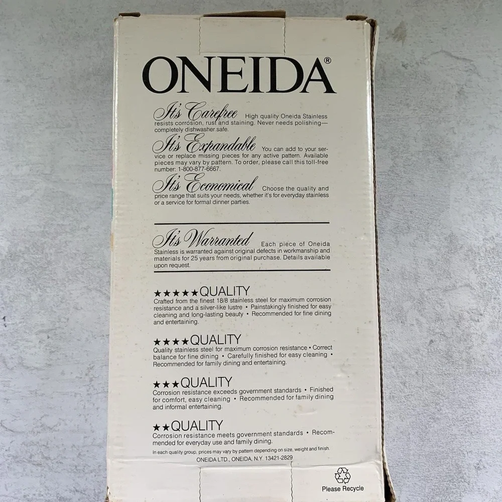 1992 Oneida Amadeus Stainless Flatware Set 20 Pc Service for 4 USA New Open Box